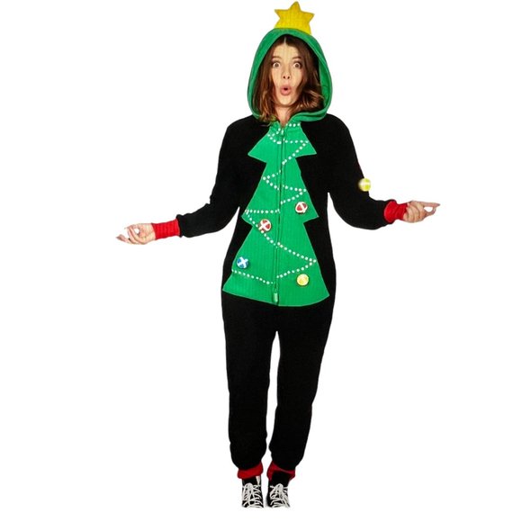 TIPSY ELVES Christmas Tree Toss Game Jumpsuit Size Large - Picture 12 of 13